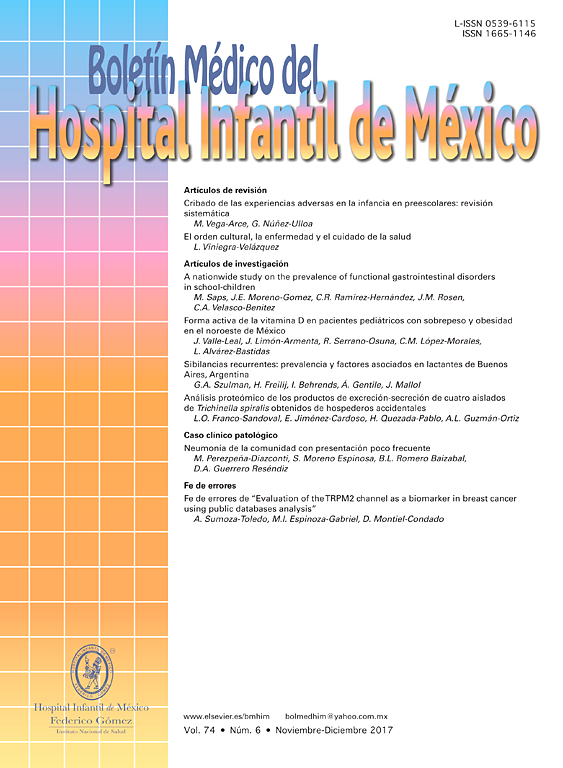 Go to journal home page - Boletín Médico del Hospital Infantil de México